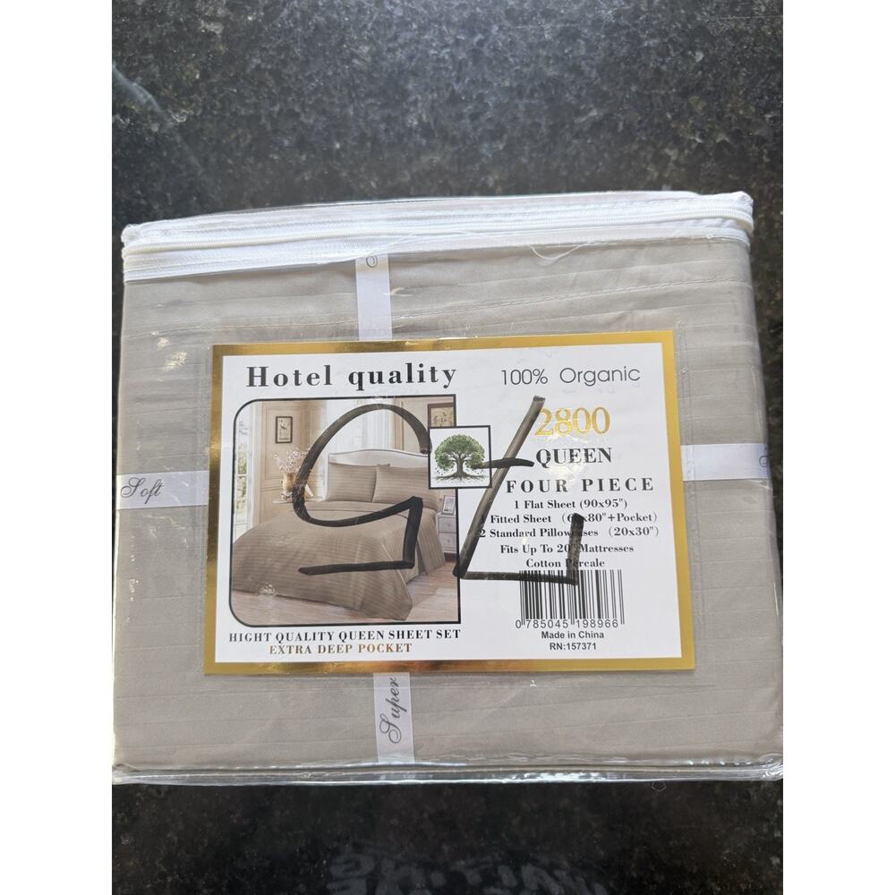 2800 Series Sheet Set 4 Piece Queen Size 100 % Cotton Pericale Taupe Color